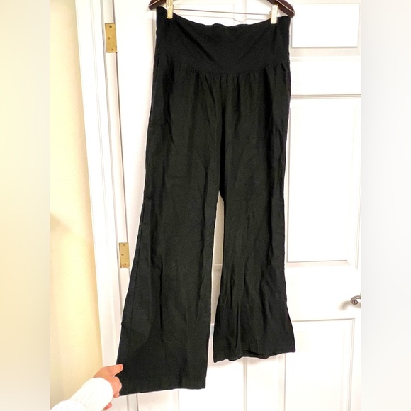 OLD NAVY High-Waisted Linen-Blend Wide-Leg Pants black minimalist comfy womens L - Picture 1 of 6